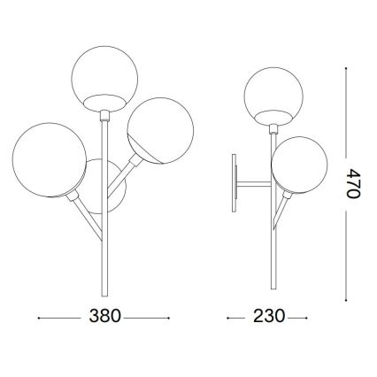 Ideal Lux - Applique murale KEPLER 3xE27/42W/230V noir/fumé