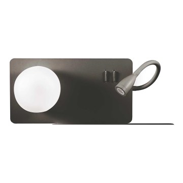 Ideal Lux - Applique murale LED avec une petite lampe flexible BOOK 1xG9/28W + LED/3W/230V USB noir