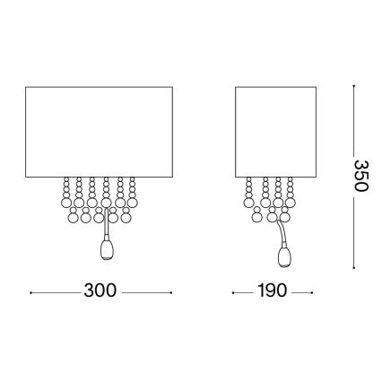 Ideal Lux - Applique murale LED en cristal OPERA 2xE14/40W/230V + LED/1W blanche