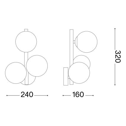 Ideal Lux - Applique murale LED PERLAGE 3xG9/3W/230V noir/fumé