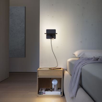 Ideal Lux - Applique murale spot LED PIANO LED/10W/230V CRI 90 USB noire