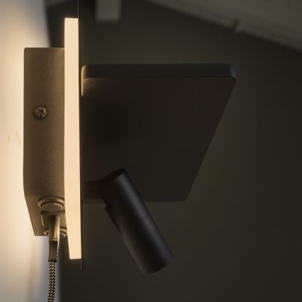 Ideal Lux - Applique murale spot LED PIANO LED/10W/230V CRI 90 USB noire