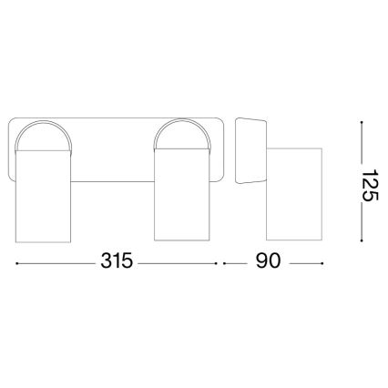Ideal Lux - Applique murale spot LED RUDY 2xGU10/7W/230V CRI 90 noire