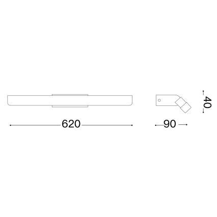 Ideal Lux - Éclairage de miroir salle de bain RIFLESSO LED/16W/230V 62 cm CRI 90 IP54 noir