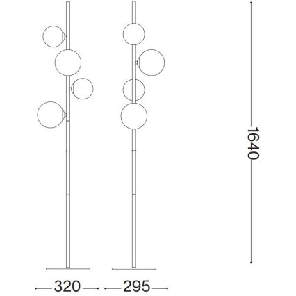 Ideal Lux - Lampadaire LED PERLAGE 4xG9/3W/230V noir/fumé