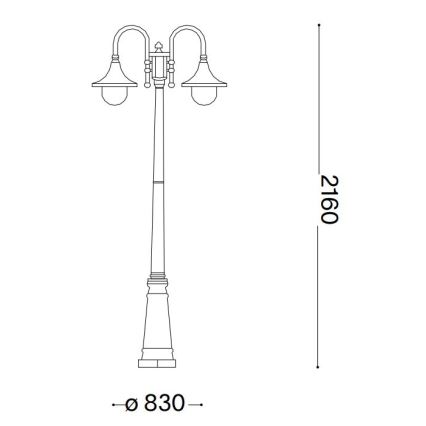 Ideal Lux - Lampe extérieure CIMA 2xE27/52W/230V 216 cm IP43 patine