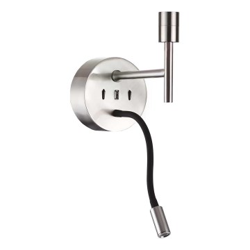 Ideal Lux - Lampe flexible avec fixation SET UP 1xE27/42W + LED/3W/230V CRI 90 USB chrome brillant