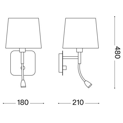 Ideal Lux - Lampe murale flexible NORDIK 1xE14/40W + LED/1,5W/230V