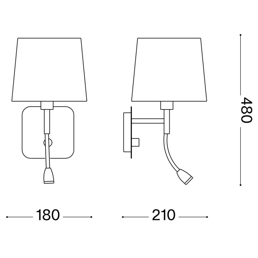 Ideal Lux - Lampe murale flexible NORDIK 1xE14/40W + LED/1,5W/230V