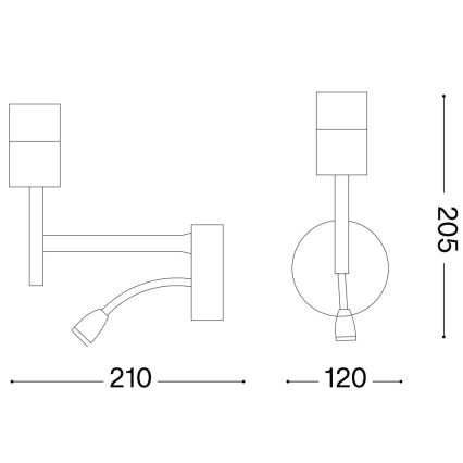 Ideal Lux - LED Lampe flexible avec montage SET UP 1xE27/42W + LED/3W/230V CRI 90 USB noir