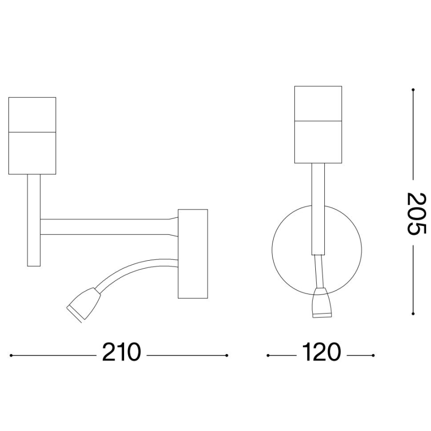 Ideal Lux - LED Lampe flexible avec montage SET UP 1xE27/42W + LED/3W/230V CRI 90 USB noir