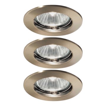 Ideal Lux - Lot de 3 spots encastrés JAZZ, pour ampoule 1x GU10 (50W, 230V), diamètre 7,7 cm, finition bronze