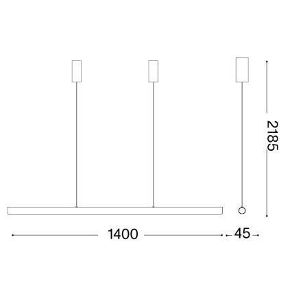 Ideal Lux - Suspension LED dimmable sur câble DORICA LED/35W/230V IRC 90 140 cm laiton