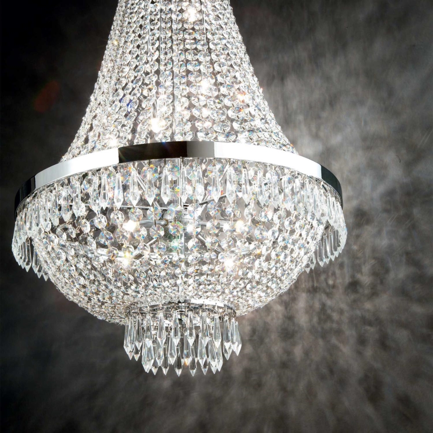 Ideal Lux - Lustre LED en cristal à chaîne CAESAR 9xG9/3W/230V Ø 45 cm chrome brillant