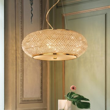 Ideal Lux - Lustre LED en cristal suspendu sur câble PASHA 14xE14/40W/230V Ø 65 cm doré