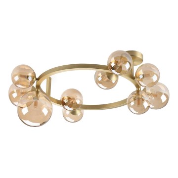 Ideal Lux - Lustre LED plafonnier PERLAGE 10xG9/3W/230V Ø 70 cm doré/beige fumé