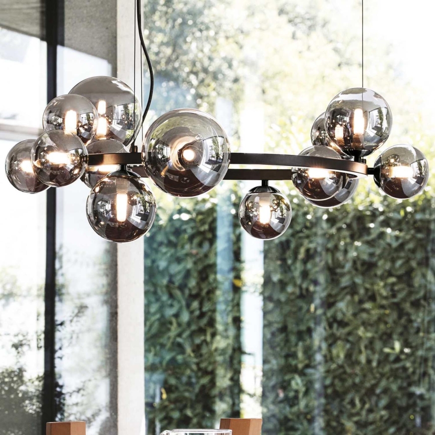 Ideal Lux - Suspension LED sur câble PERLAGE 11xG9/3W/230V Ø 73 cm noir / noir fumé