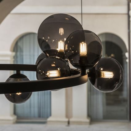 Ideal Lux - Suspension LED sur câble PERLAGE 11xG9/3W/230V Ø 73 cm noir / noir fumé