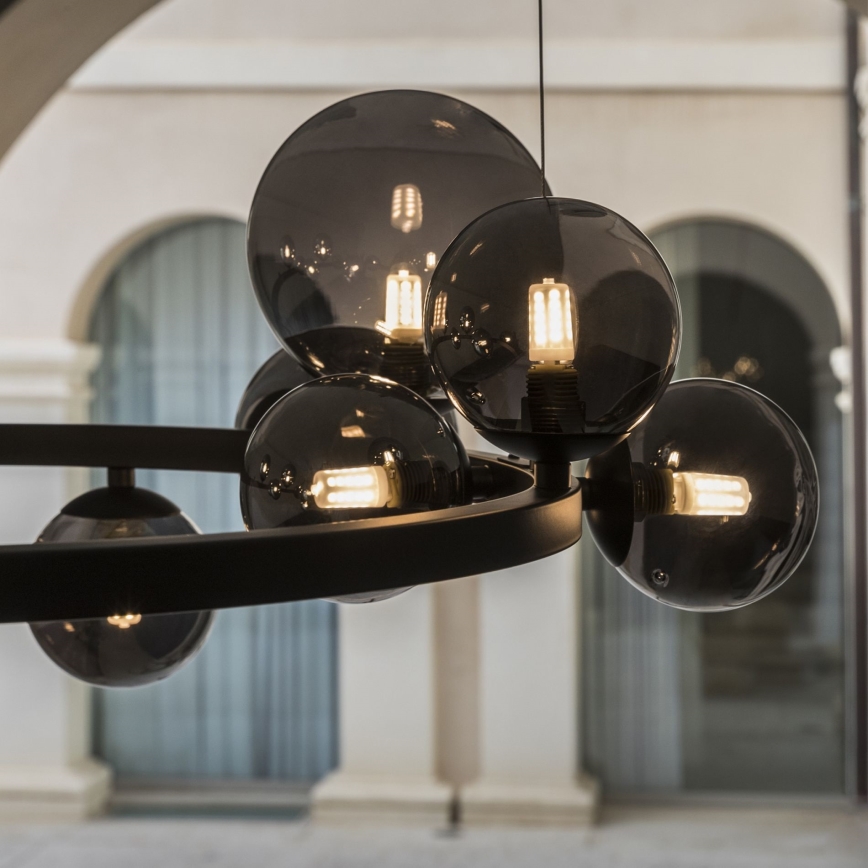 Ideal Lux - Suspension LED sur câble PERLAGE 11xG9/3W/230V Ø 73 cm noir / noir fumé