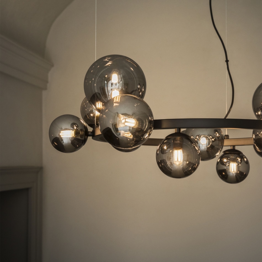 Ideal Lux - Suspension LED sur câble PERLAGE 11xG9/3W/230V Ø 73 cm noir / noir fumé