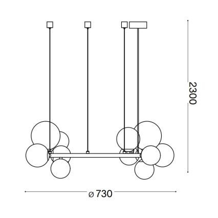 Ideal Lux - Suspension LED sur câble PERLAGE 11xG9/3W/230V Ø 73 cm noir / noir fumé