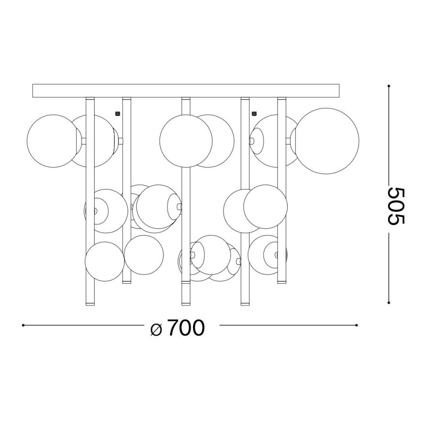 Ideal Lux - Lustre LED sur tige PERLAGE 18xG9/3W/230V Ø 70 cm noir/noir fumé