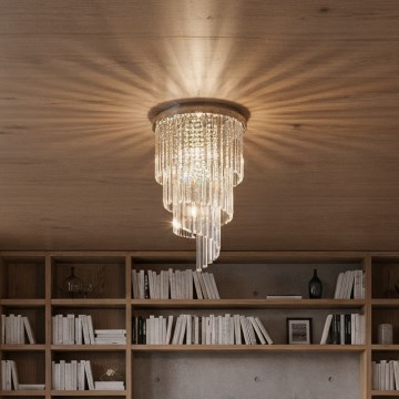 Ideal Lux - Lustre plafonnier LED en cristal CARLTON 8xE14/40W/230V Ø 40 cm chrome brillant
