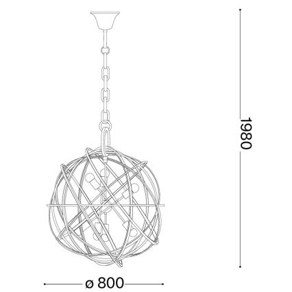 Ideal Lux - Lustre sur chaîne KONSE 7xE27/60W/230V Ø 80 cm doré