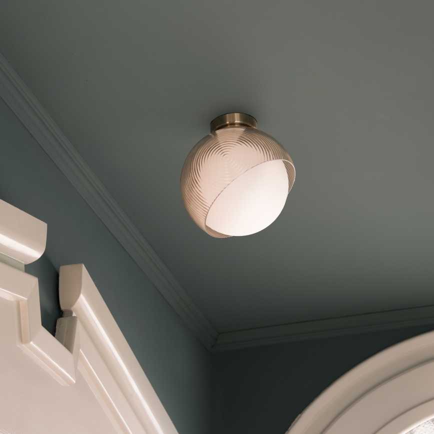 Ideal Lux - Plafonnier BLOOM 1xE27/42W/230V Ø 22 cm doré/beige fumé