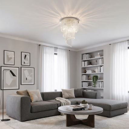 Ideal Lux - Plafonnier en cristal CARLTON 12xE14/40W/230V d. 50 cm chrome brillant