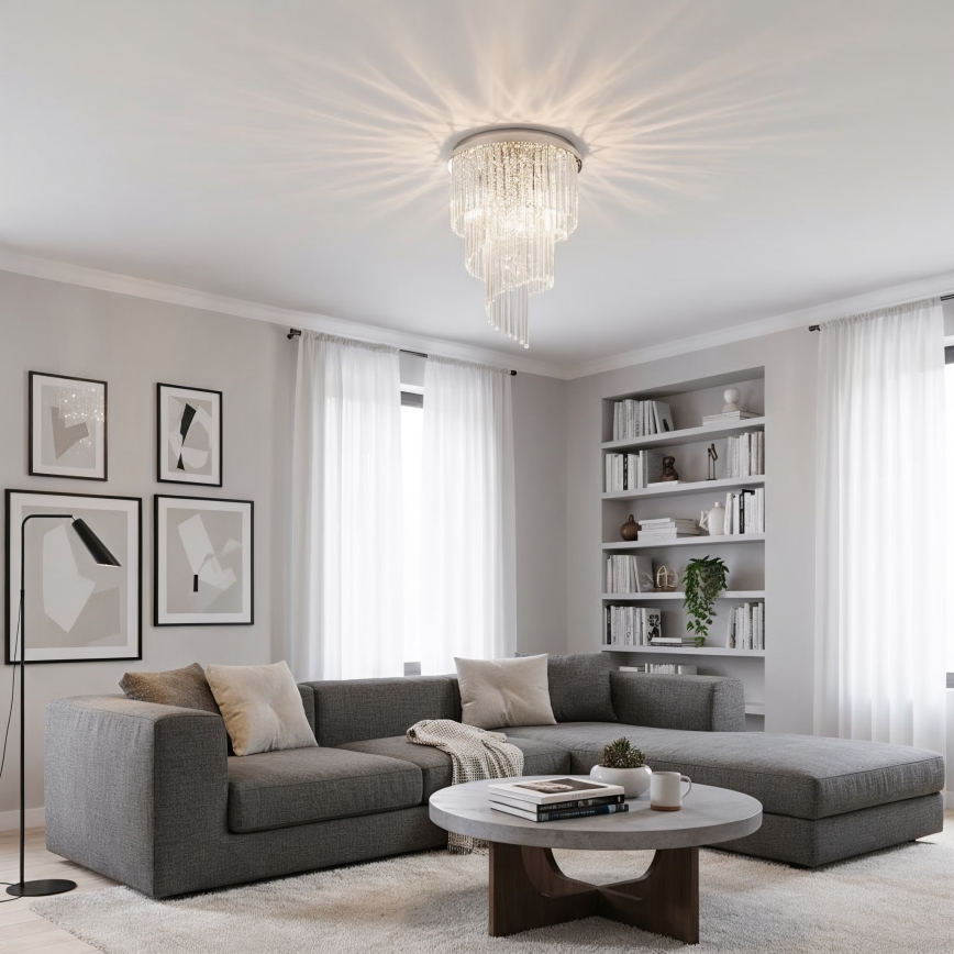 Ideal Lux - Plafonnier en cristal CARLTON 12xE14/40W/230V d. 50 cm chrome brillant