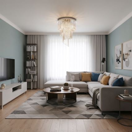 Ideal Lux - Plafonnier en cristal CARLTON 12xE14/40W/230V d. 50 cm chrome brillant