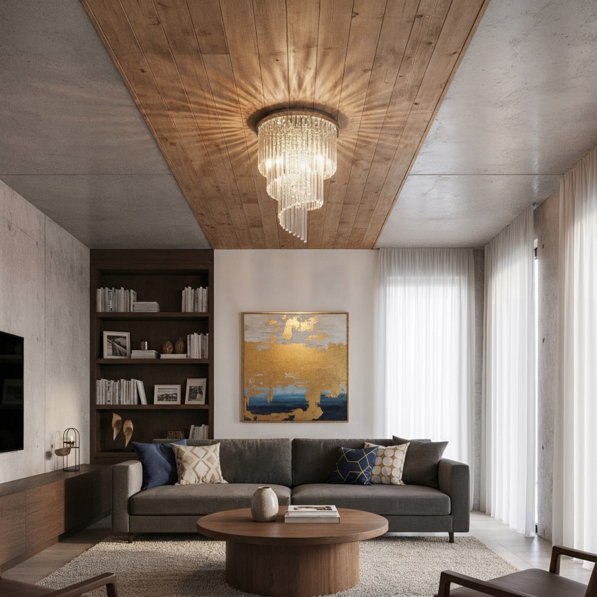 Ideal Lux - Plafonnier en cristal CARLTON 12xE14/40W/230V d. 50 cm chrome brillant