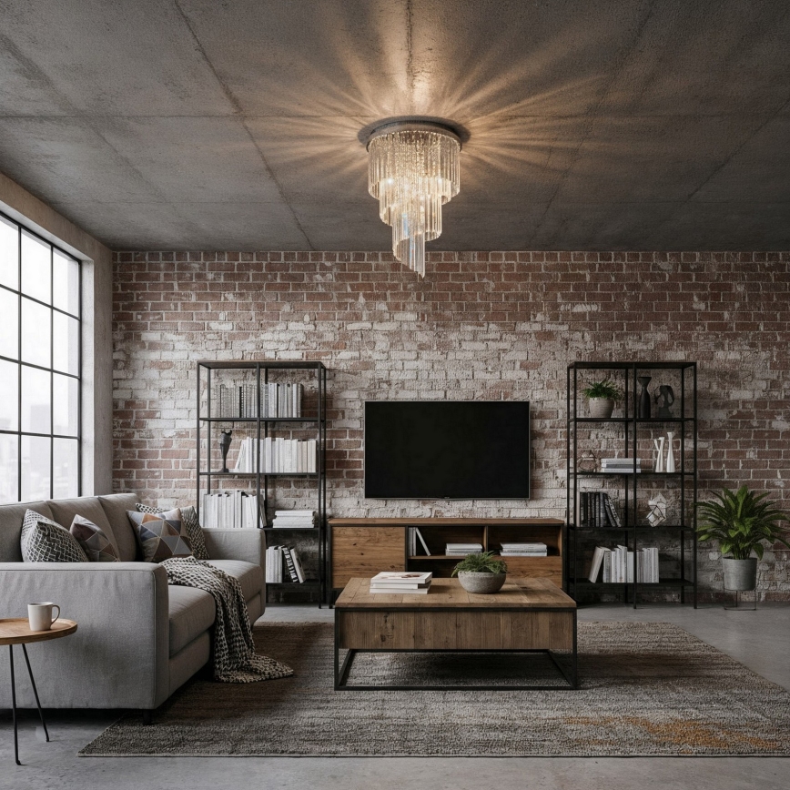 Ideal Lux - Plafonnier en cristal CARLTON 12xE14/40W/230V d. 50 cm chrome brillant