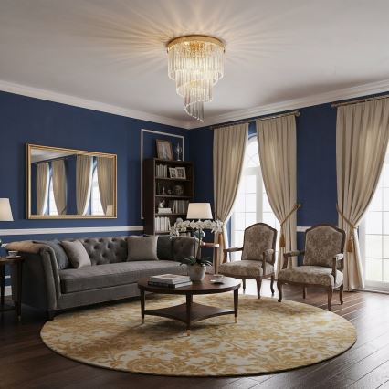 Ideal Lux - Plafonnier en cristal CARLTON 12xE14/40W/230V d. 50 cm doré