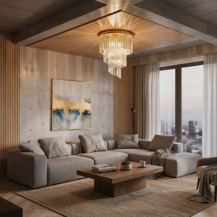 Ideal Lux - Plafonnier en cristal CARLTON 12xE14/40W/230V d. 50 cm doré