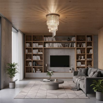 Ideal Lux - Plafonnier en cristal CARLTON 8xE14/40W/230V d. 40 cm chrome brillant