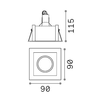 Ideal Lux - Plafonnier encastré FUNKY 1xGU10/50W/230V 9x9 cm chrome mat