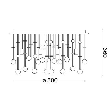Ideal Lux - Plafonnier LED en cristal MOONLIGHT 15xG9/3W/230V d. 80 cm doré