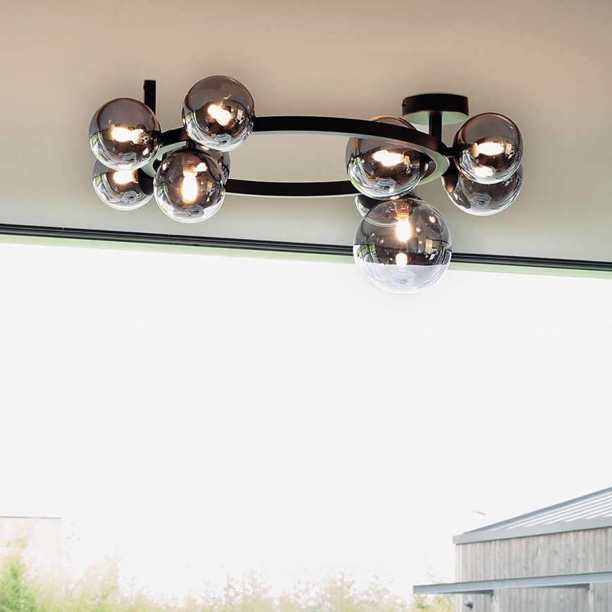 Ideal Lux - Plafonnier LED PERLAGE 10xG9/3W/230V Ø 70 cm noir/fumé