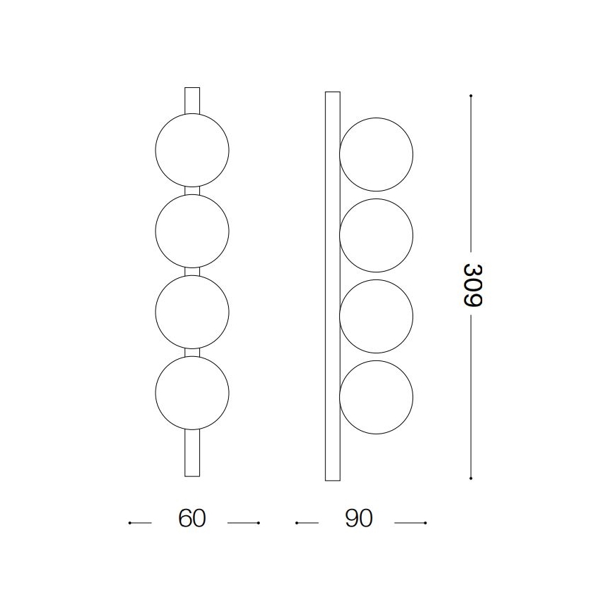 Ideal Lux - Plafonnier LED PING PONG 4xLED/3W/230V CRI 90 noir
