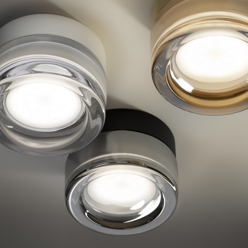 Ideal Lux - Plafonnier LED pour salle de bains LOLLY 1xGX53/9W/230V Ø 10,5 cm noir/noir fumé