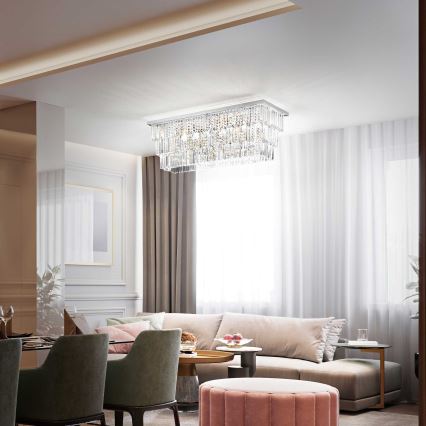Ideal Lux - Plafonnier MARTINEZ 8xE14/40W/230V, finition chrome brillant