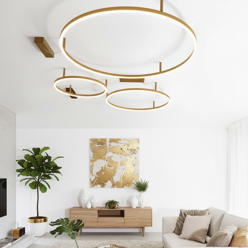 Ideal Lux - Plafonnier LED ORACLE SLIM LED/81W/230V 3000K IRC 90 Ø 150 cm doré
