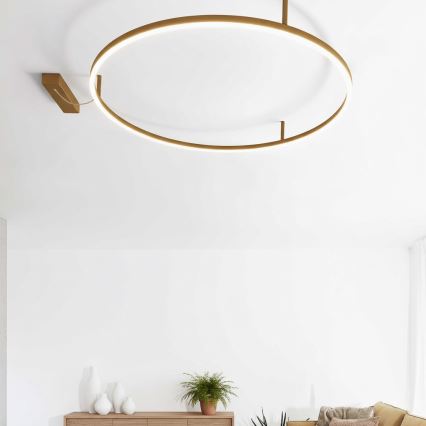 Ideal Lux - Plafonnier LED ORACLE SLIM LED/81W/230V 3000K IRC 90 Ø 150 cm doré