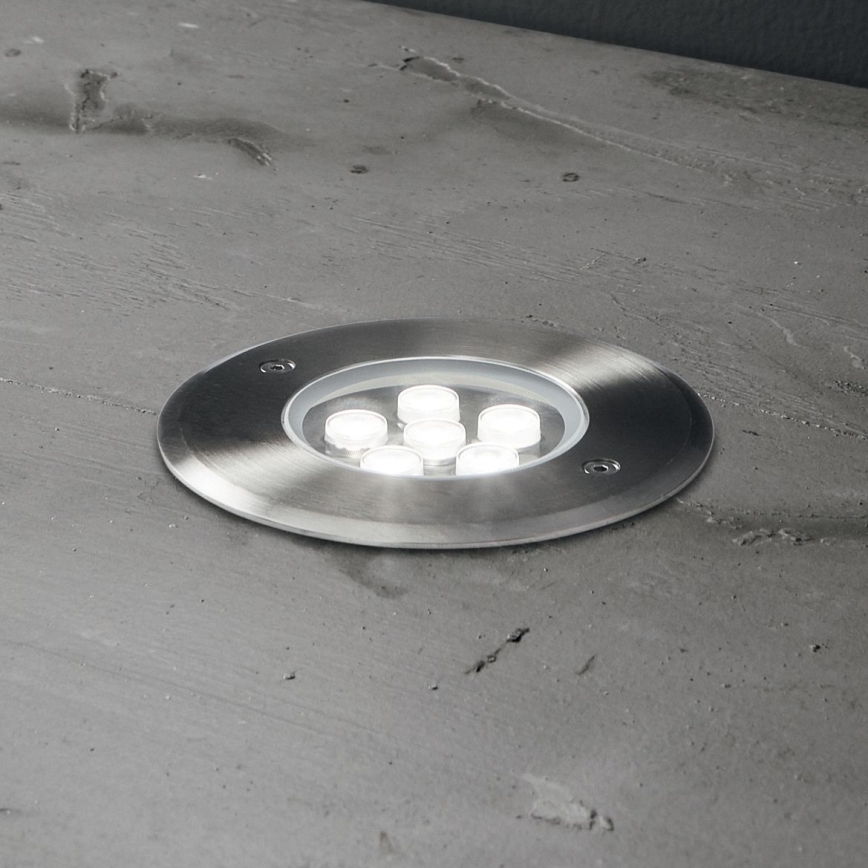 Ideal Lux - Spot encastrable dans le sol FLOOR LED/6W/230V d. 12 cm CRI 90 IP67 chrome brillant