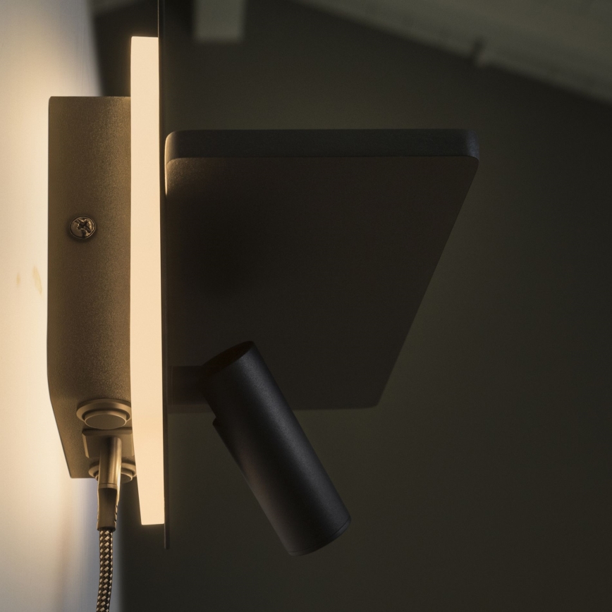 Ideal Lux - Spot mural PIANO LED/11,5W/230V USB noir