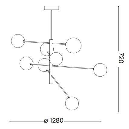Ideal Lux - Suspension-barre LED EQUINOXE 8xG4/2W/230V d. 128 cm laiton/transparent