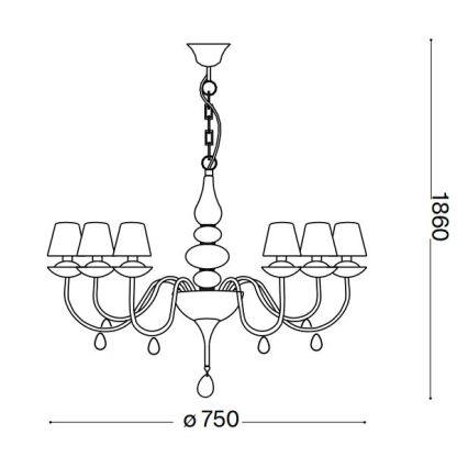 Ideal Lux - Suspension chaîne BLANCHE 6xE14/4W/230V d. 75 cm noir