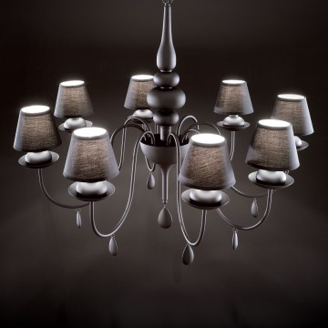 Ideal Lux - Suspension chaîne BLANCHE 8xE14/40W/230V d. 92 cm noir